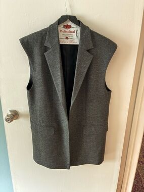 The Frankie Shop Charcoal Gray Oversized Blazer Vest